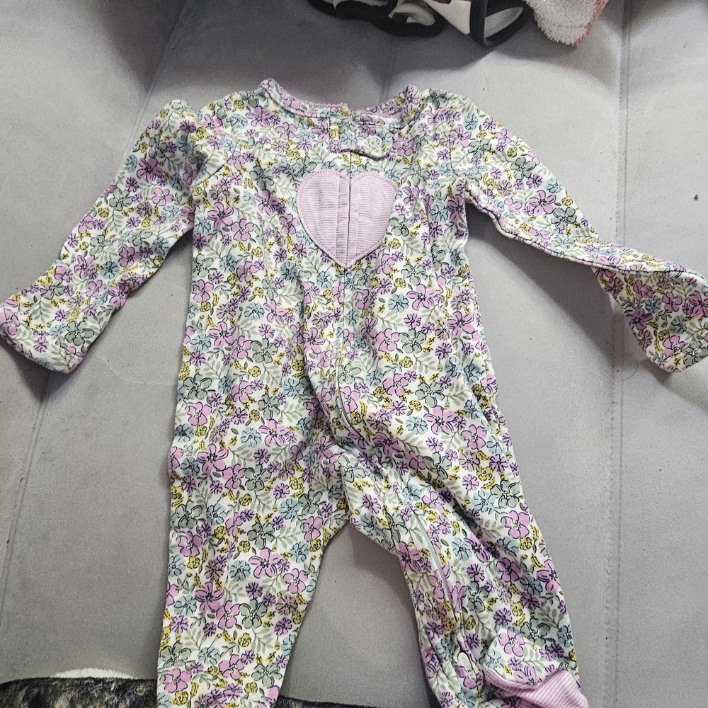 Floral Kids One Piece with Heart Patch